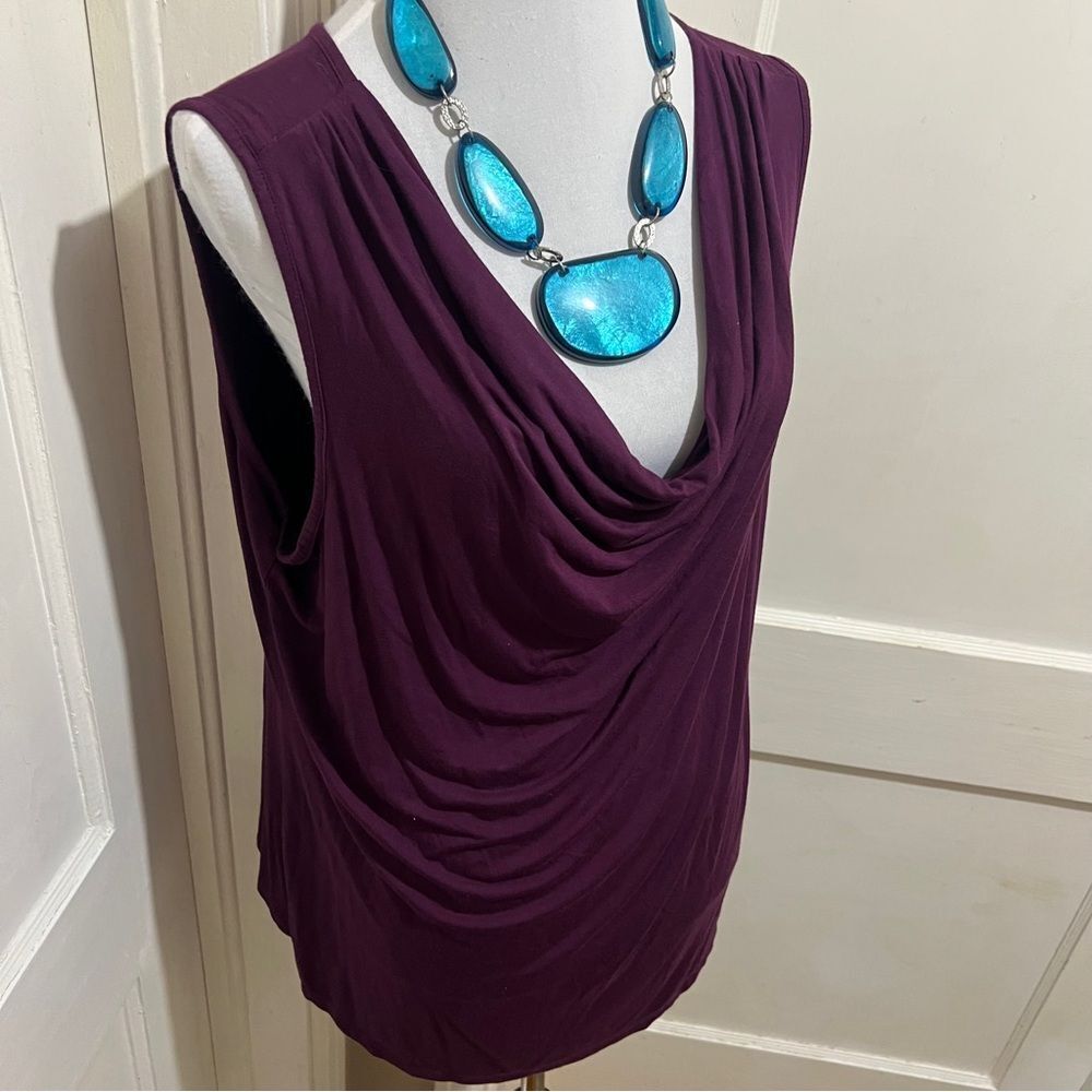IMAN Jewel tone Purple Cowl Neck Sleeveless Blouse Womens XL